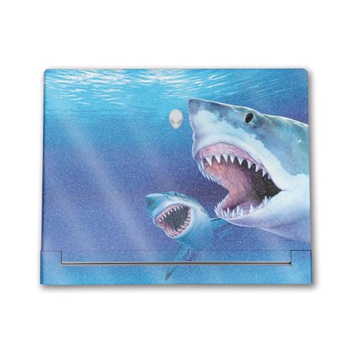 Image of Glossy Glitter Laptop Skin Compatible with Alienware X16 R2 (2024) - Great Whites - Premium 3M Vinyl Protective Wrap Decal Cover - Easy to Apply | Crafted in The USA by MightySkins