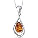 Baltic Amber Pendant Necklace Sterling Silver Cognac Color Tear Drop Shape