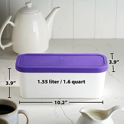 Juego de 2 recipientes reutilizables para helado de 1.6 cuartos cada uno. Perfecto para sorbete casero, yogur congelado o helado. Contenedores de almacenamiento apilables, calcomanías y tapas que se