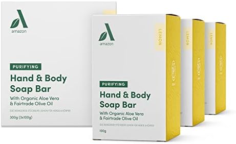 Amazon Aware Purifying Lemon Hand & Body Soap Bar with Organic Aloe Vera and Fairtrade Olive Oil  3 Bars x 100g