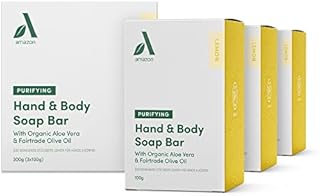 Amazon Aware Purifying Lemon Hand & Body Soap Bar with Organic Aloe Vera and Fairtrade Olive Oil  3 Bars x 100g