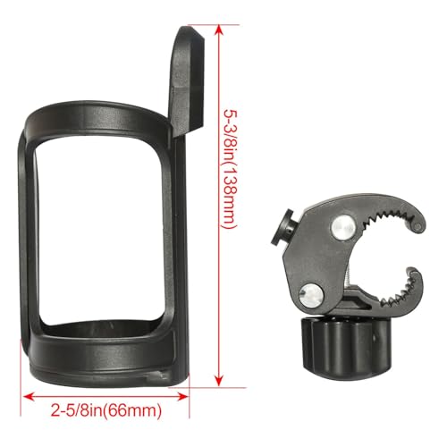 BYRXMO Universal for Wheelchair Rollator Bike Stroller 360° Beverage Cup Holder ABS Plastic L 5-3/8 (in * W 2-5/8 (in)-Size Black Cb-038-Model BIK10765 UFWWRBS3BCH