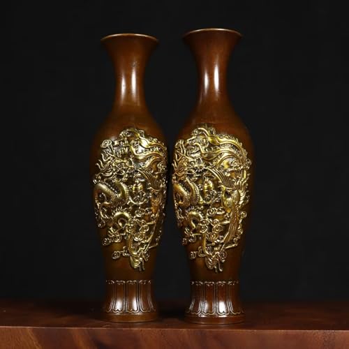 Pure Copper Dragon Phoenix vase Statue Chinese Style Decorative vase