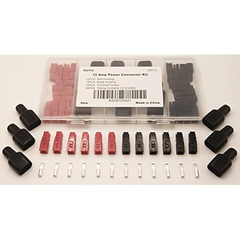 IEUYO Battery Connector Terminal Quick Disconnect Connector Battery Modular Power Connectors with Covers Unassembled in Box 60pcs 15Amp 16-20 AWG Cover