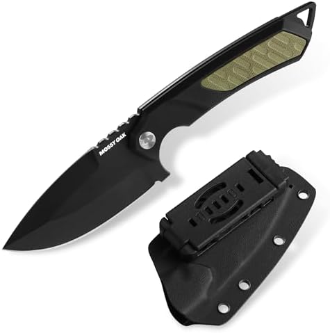 Mossy Oak Mossy Oak 8 Inch Fixed Blade Knife with Kydex Sheath | D2 Steel Full Tang Outdoor Camping Knife, G10 Handle for Bushcraft, Survival, Camping, Hiking