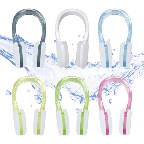 SCROLIEY 6PCS Tappa Naso Nuoto, Clip per Naso da Nuoto con Scatola Portaoggetti, Tappi Naso Nuoto Clip per Adulti Bambini Principianti, Allenamento per Sport Acquatici (6 Colori)