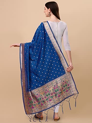 Image of DEVANGI Women's Woven Banarasi Silk Dupatta /Chunni For Women, Floral Print 1 Meter Wide and 2.3 Meter Length Printed Designer Dupatta /Chunni For Girls