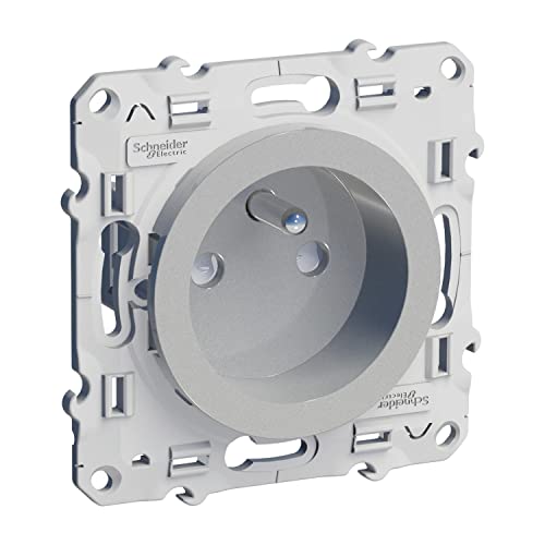 Schneider Electric - Odace, prise de courant 2P+T Alu, à vis, connexion rapide, spéciale rénovation - S530049
