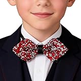 Generisch 5 bis 10 Jahren mit verzierten Lederfliegen, formelle Fliegen und Jungenfliegen. Krawatte Einstecktuch Set Blau (Red, One Size)