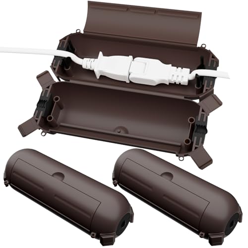 RESTMO ３個セット屋外 防水 コンセントカバー 延長コード 電源ボックス 耐候性 雨よけ ストリングライトを保護する 吊り下げ可能 ブラウン