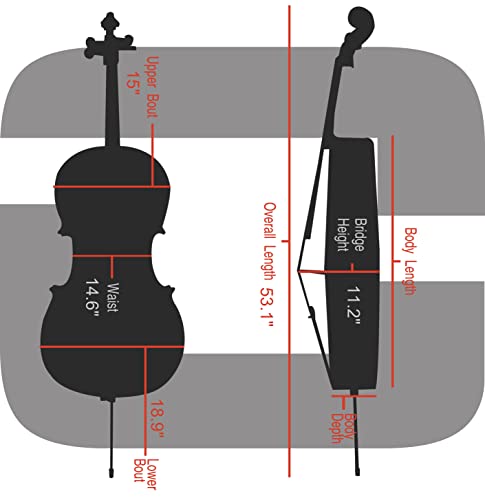 Crossrock Cello Case with Backpack and Wheels, Removable Shoulder Straps, For 4/4 Size Cello, Poly Carbon Hard Shell With Carbon Wave Pattern, White (CRF4030CEFWT) by Crossrock - Image 5