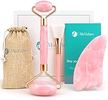 Original Jade Roller and Gua Sha Set - Jade Roller For Face - Face Roller: 100% Natural Rose Quartz - Face Massager,...