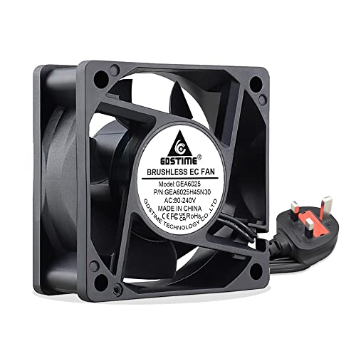 GDSTIME 60mm x 60mm x 25mm Fan 240V AC EC 220V Computer Fan for Workstation Server Cabinet Replacement