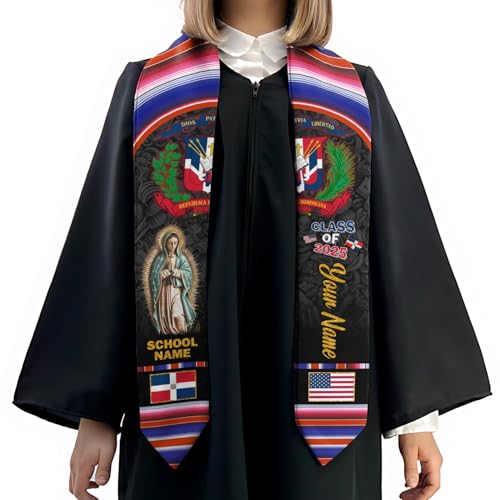 MonkeyVan Personalized Dominican Republic Graduation Sash,Custom Dominican American Flag Stole 2025,Dominican Graduation Sash S96