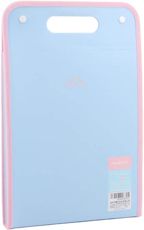 13 Pocket Expandable Vertiacl Poly Accordion File Folder, Upright Backpack File Organizer Paperwork Storage, Compact Document Folder Bag A4 Letter Size with Handle Light Blue