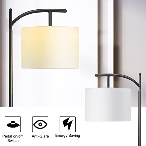 Silmoiran Modern Linen Floor Lamp, Classic Arc Standing Lamp With On/Off Switch, 60W Elegant Pole Light For Living Room, Hallway, Read Room, Sofa #TOP3