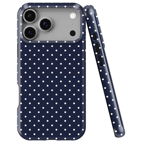 uCOLOR Case Compatible with iPhone 17 Pro Max- Hybrid 2-Layer Hard Shell + Silicone Protective Case Scratch-Resistant Shockproof Cover 6.9" (Navy Blue Polka Dot)
