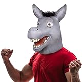 Demi Sharky Cute Donkey Mask Halloween Costume Party Animal Full Head Cosplay Props Latex Adult