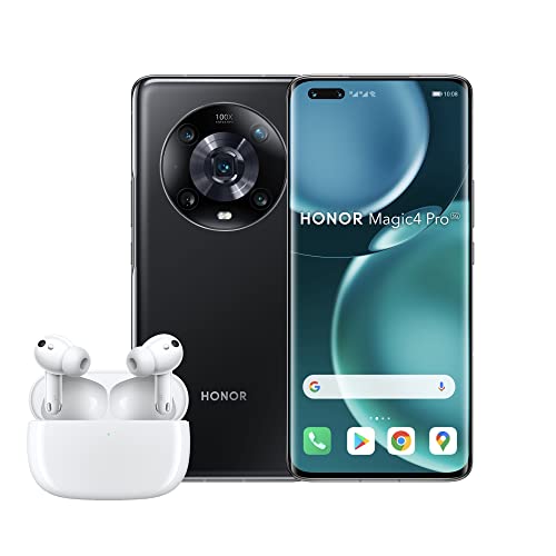 Honor Magic4 Pro – Smartphone 5G – 8+256 GB, pantalla curva de 6,81 pulgadas y 120 Hz, procesador Snapdragon 8 Gen 1, triple cámara de 50 MP, SuperCharge de 100 W, NFC, Android 12, Midnight Black