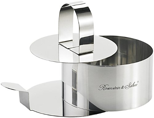 Rosenstein & Söhne Servierring: Dessert-/Speisering 3-tlg., mit Heber und Stampfer (Anrichtering, Servierringe Edelstahl, Tortenring)