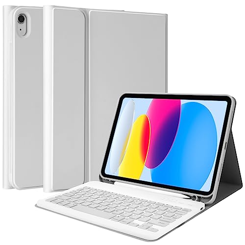Image of MMK for iPad 11th 10th Generation Case with Keyboard (2022, 10.9 inch), Wireless Detachable Keyboard, Pencil Holder for iPad 11 inch (A16 2025), 10th Gen (10.9 Inch 2022) Grey