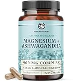 Magnesium Ashwagandha | Stress Relief & Rest for Adults | Relax, Reset, Support Calm Mood & Muscle Health with Magnesium Citrate & Oxide 400 mg + Ashwagandha 500 mg | Calming Supplements | 120 Ct