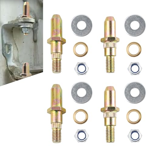 Slykew 4 PCS Car Door Hinge Pin Assembly, 1.83x0.74In 1.92x0.39In Bushing Repair Kit, Metal Material Car Modified Door Retainer, Compatible with Chevrolet Full Size GMC (Gold)