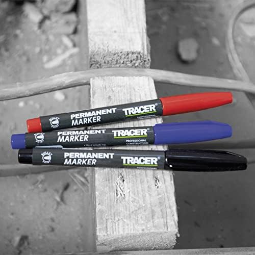 TRACER Fine-Point Permanent Construction Marker Kit (1-2mm Bullet Point General-Purpose Markers with quick-drying ink)  Red, Blue, 2x Black