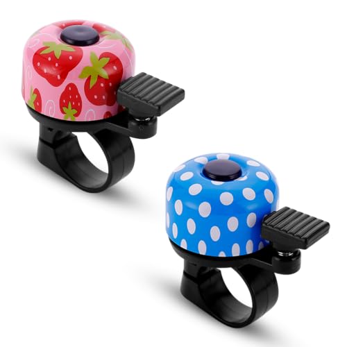 Paliston Bike Bell Bicycle Bell Crisp Sound for Adults Kids Boys Girls Strawberry & Blue White Point