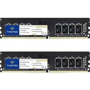 Timetec 16 GB KIT (2x8 GB) DDR4 2666 MHz (PC4-2666V) PC4-21300 UDIMM Desktop-RAM – Non-ECC Unbuffered, 288 Pin, 1, 2 V, CL19 DIMM-Speichermodul