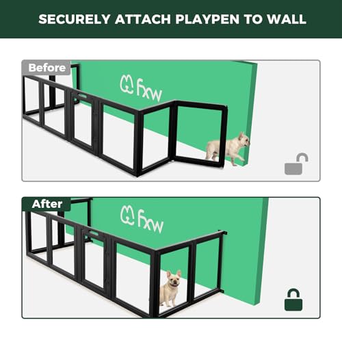 Image of FXW Fence-to-Wall Anchors (Pack of 4) for AuraSpace Playpen - Accessory Only, Safely Expand Your Dog's Play Area, Fits 35 inch H Acrylic Playpen, Black