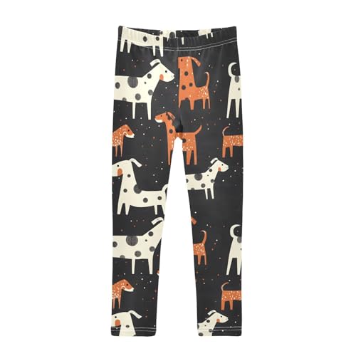 Dogs Pattern Girls Leggings Ultra Soft Compression Yoga Gym Pants for Kids 4-10T