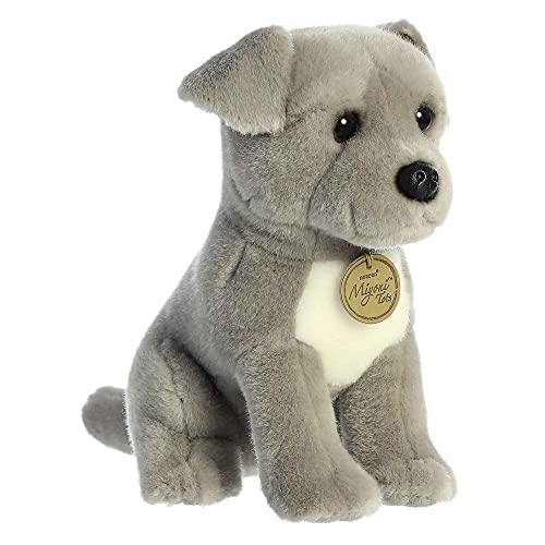 Image of Aurora® Adorable Miyoni® Tots Pit Bull Puppy Stuffed Animal - Lifelike Details Make a Cherished Companion - Perfect for Decorating Bedrooms or Classrooms - Gray 8 Inches