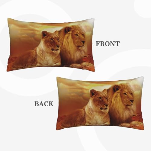 Housses de coussin effet lin lion et lionne : créez un cocon chaleureux chez vous