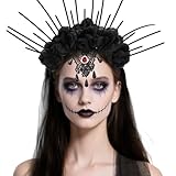 Halloween Sexy Bruja Sombrero Diadema Halloween Bruja Tocado con velo y plumas, disfraz de bruja Accesorios de disfraz de bruja Accesorios para el pelo de bruja Accesorios para el pelo para carnaval