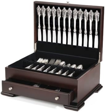Wallace Dark Walnut Single Drawer Footed Flatware Storage Chest