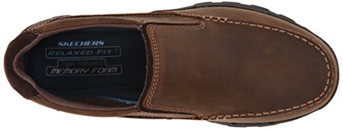 image for Skechers USA Men's Braver Rayland Slip-On Loafer, Dark Brown Leather, 