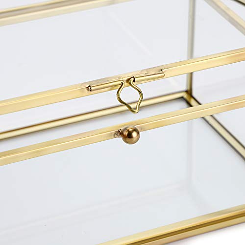 Hipiwe Vintage Glass Keepsake Box, Rectangle Jewelry Display Organizer Box Vanity Lidded Box Home Decor Accent Decorative Box For Storage Trinket Rings Bracelet #TOP3