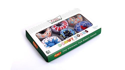 1SOCK2SOCK Donut Socks, Men's Crew Socks Size 8-12, Multipacks, Soft and Thin Novelty Socks, Fun Designs