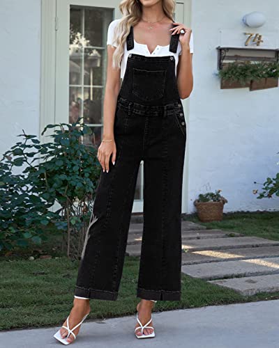 Vetinee Denim Jumpsuit Bib Overalls Women Jean Overalls Denim Overalls Black Overalls For Women Black Size Xx-Large Size 20 Size 22 #TOP6