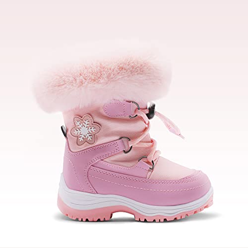 Dream Pairs Boys Girls Snow Boots Slip Resistant Faux Fur Lined Mid Calf Kids Winter Shoes Sdsb2221K Pink Size 4 Toddler #TOP1