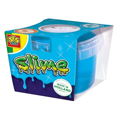 SES Creative 15043 Slim Azul con Purpurina en Vaso de 140 g – Slime Azul Brillante – Juguetes – Jugar con Limo – para niños a Partir de 3 años