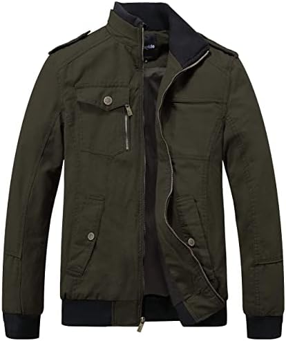 Wantdo Men's Military Cotton Stand Collar Windbreaker Jacket X-Large Army Green