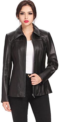 BGSD Women Ellen New Zealand Lambskin Leather Jacket Black Medium