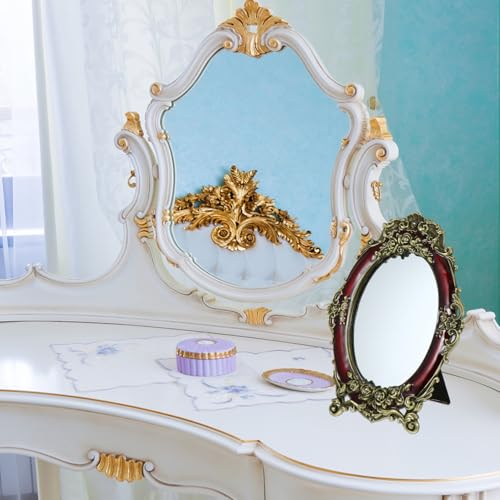 Miroir de maquillage vintage pour bien se coiffer sur une table basse - 6