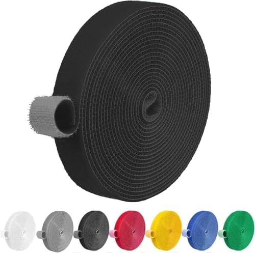 Image of Self Adhesive Hook and Loop Tape, Mosquito net Mounting Tape for Office use, Photo Frames, Multipurpose Double-Sided Adhesive Hook Loop Tape for Crafting & Wall Hanging (5M x 12mm) (Black)