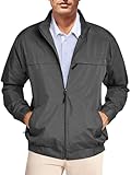 Runcati Men's Lightweight Full Zip Jackets Golf Stand Collar Bomber Jacket Casual Windbreaker Outwear