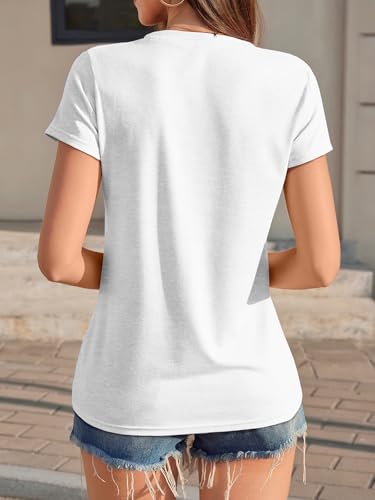Image of UNCLECAT Womens Short Sleeve Tops Summer Basic T Shirts Crewneck Causal Tee | Solid Color, Trendy Fashion Clothes, Casual Basic Tee