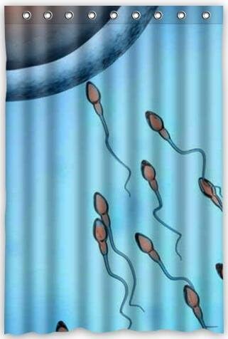 Mobile sperm Semen spermatozoa and ova Special Design Waterproof Bathroom Fabric Shower Curtain 48" x 72"
