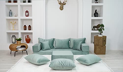 10,2 cm dicker Samt, grüne Farbe, Bodencouch, anpassbares Kissen,...